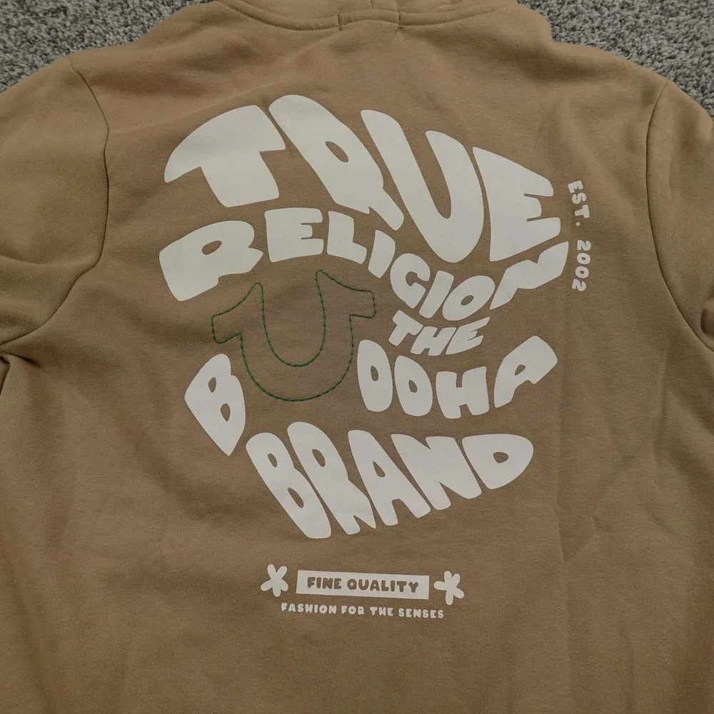 NEW True Religion‎ Hoodie Mens L Brown Buddha Full Zip Sweatshirt Sweater Jacket